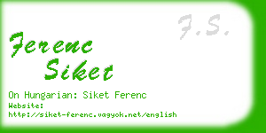 ferenc siket business card